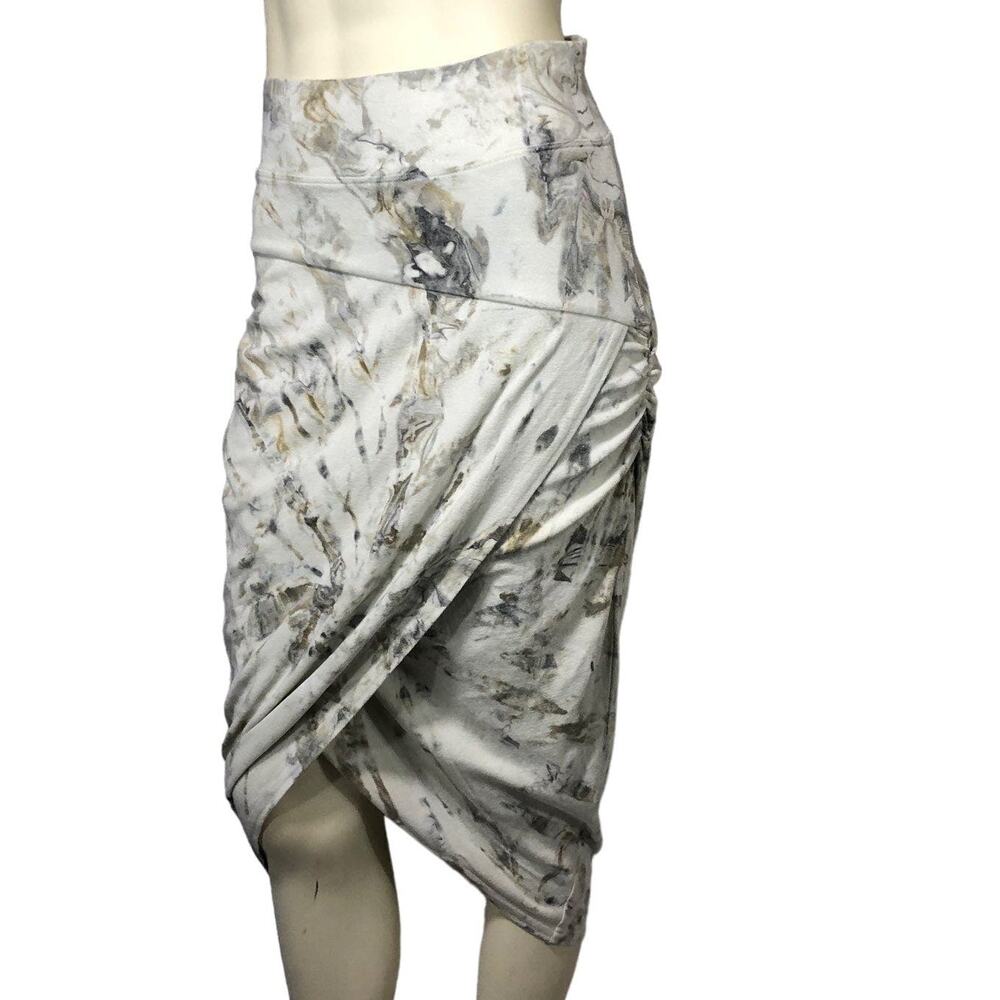 Hard Tail Ruched Wrap Midi Skirt Tie Dye Gray Medium